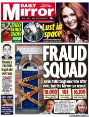 Daily Mirror () Newspaper Front Page for 17 August 2011