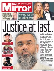 Daily Mirror () Newspaper Front Page for 17 August 2016