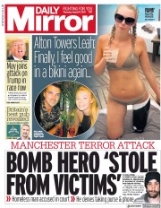 Daily Mirror () Newspaper Front Page for 17 August 2017