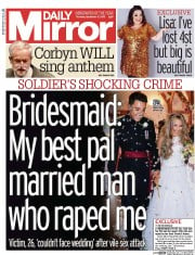 Daily Mirror () Newspaper Front Page for 17 September 2015