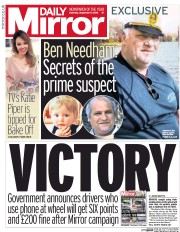 Daily Mirror () Newspaper Front Page for 17 September 2016
