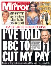 Daily Mirror () Newspaper Front Page for 17 September 2019