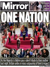 Daily Mirror () Newspaper Front Page for 17 September 2022