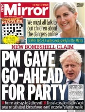 Daily Mirror () Newspaper Front Page for 18 January 2022