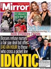 Daily Mirror () Newspaper Front Page for 18 January 2023