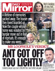 Daily Mirror () Newspaper Front Page for 18 April 2018