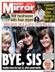 Daily Mirror () Newspaper Front Page for 18 July 2013