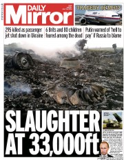 Daily Mirror () Newspaper Front Page for 18 July 2014