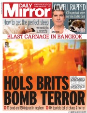 Daily Mirror () Newspaper Front Page for 18 August 2015