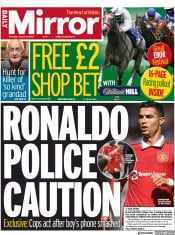 Daily Mirror () Newspaper Front Page for 18 August 2022