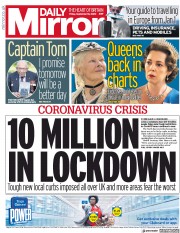 Daily Mirror () Newspaper Front Page for 18 September 2020