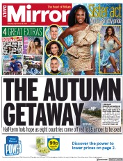 Daily Mirror () Newspaper Front Page for 18 September 2021