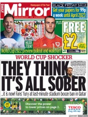 Daily Mirror () Newspaper Front Page for 19 November 2022