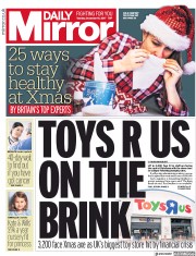 Daily Mirror () Newspaper Front Page for 19 December 2017