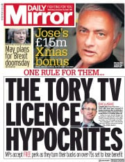 Daily Mirror () Newspaper Front Page for 19 December 2018