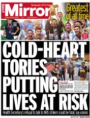 Daily Mirror () Newspaper Front Page for 19 December 2022
