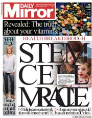 Daily Mirror () Newspaper Front Page for 19 January 2016