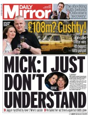 Daily Mirror () Newspaper Front Page for 19 March 2014