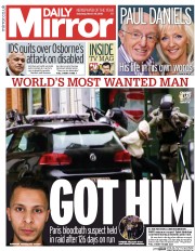 Daily Mirror () Newspaper Front Page for 19 March 2016