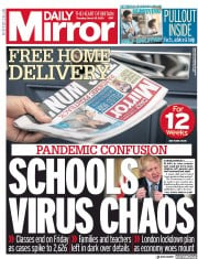 Daily Mirror () Newspaper Front Page for 19 March 2020
