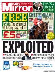 Daily Mirror () Newspaper Front Page for 19 March 2021