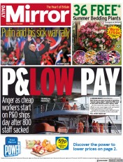 Daily Mirror () Newspaper Front Page for 19 March 2022