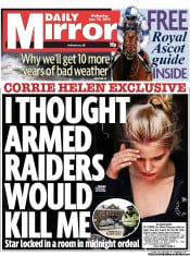 Daily Mirror () Newspaper Front Page for 19 June 2013