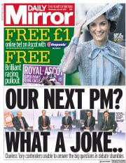 Daily Mirror () Newspaper Front Page for 19 June 2019
