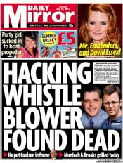 Daily Mirror () Newspaper Front Page for 19 July 2011