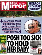 Daily Mirror () Newspaper Front Page for 19 August 2011