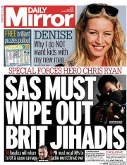 Daily Mirror () Newspaper Front Page for 19 August 2014