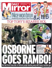 Daily Mirror () Newspaper Front Page for 19 August 2016