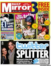 Daily Mirror () Newspaper Front Page for 1 October 2011