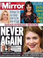 Daily Mirror () Newspaper Front Page for 1 October 2021