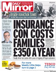 Daily Mirror () Newspaper Front Page for 1 November 2018