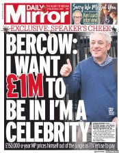 Daily Mirror () Newspaper Front Page for 1 November 2019