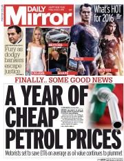 Daily Mirror () Newspaper Front Page for 1 January 2016