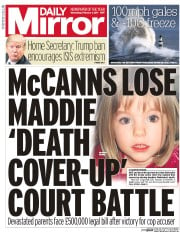 Daily Mirror () Newspaper Front Page for 1 February 2017