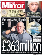Daily Mirror () Newspaper Front Page for 1 March 2017