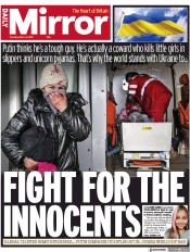 Daily Mirror () Newspaper Front Page for 1 March 2022