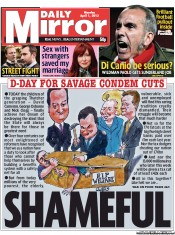 Daily Mirror () Newspaper Front Page for 1 April 2013
