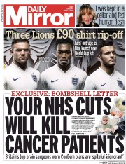 Daily Mirror () Newspaper Front Page for 1 April 2014