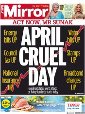 Daily Mirror () Newspaper Front Page for 1 April 2022