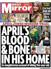 Daily Mirror () Newspaper Front Page for 1 May 2013