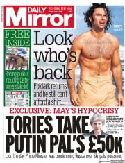 Daily Mirror () Newspaper Front Page for 1 June 2018