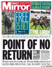 Daily Mirror () Newspaper Front Page for 1 June 2020