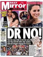 Daily Mirror () Newspaper Front Page for 1 July 2011
