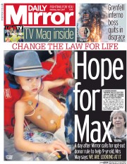 Daily Mirror () Newspaper Front Page for 1 July 2017