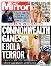 Daily Mirror () Newspaper Front Page for 1 August 2014