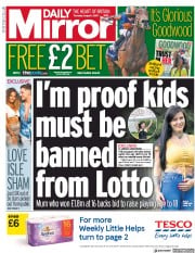 Daily Mirror () Newspaper Front Page for 1 August 2019